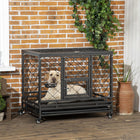 PawHut - Cage pour chien robuste avec roues, dessus ouvrable - 36,4 po x 24,4 po x 31,1 po-Fabriqué avec un cadre en tubes d’acier et un grillage en acier solide pour une structure stable 