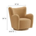 Modway - Montrose Ailier Sherpa Chaise pivotante d’accent - Noyer de chameau-Rembourrage sherpa duveteux