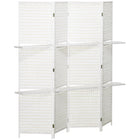 HOMCOM - Paravent autoportant à 4 panneaux avec étagères pour chambre, bureau intérieur - blanc-Conception pliable, composée de quatre panneaux 
