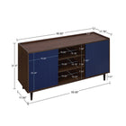Manhattan Comfort - Buffet Duane 150 cm style mid-century moderne - marron foncé et bleu marine-2 portes coulissantes sur rail en plastique