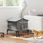 PawHut - Maison pour chat d’extérieur, isolée et imperméable avec base surélevée - gris-Intérieur spacieux avec un coussin doux pour plus de confort 
