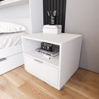 Nexera - Table de chevet Hunter, Blanc-Assemblage et livraison sans souci : Assemblage sans tracas, livraison à votre porte pour une mise à niveau pratique de votre chambre à coucher