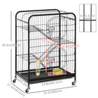 PawHut - Cage à cochons d’Inde et furets à 4 niveaux 36 po H, avec plateau coulissant-Doté de plusieurs portes pour un accès facile à l'intérieur de l'enclos pour petits animaux 