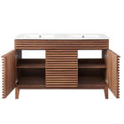 Modway - Render 48" Meuble de salle de bain à double lavabo - Blanc noyer-9