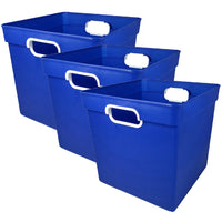 Romanoff Products - Poubelle cubique, Bleu, Paquet de 3-Bac de stockage robuste qui s'intègre parfaitement dans de nombreuses unités de stockage préfabriquées