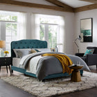 Modway - Amelia Performance Velvet Lit plein, Bleu de mer-Revêtement en velours de performance