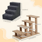 PawHut - Escalier pour animaux à 4 marches, escalier pour chat, pour grimper sur le lit - gris foncé-Conception à quatre niveaux pour plus de solidité et de durabilité 