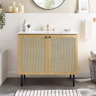 Modway - Chaucer 36" Vanette de salle de bain - Oak White-Boutons d’armoire en métal