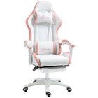 Vinsetto - Chaise de gaming avec repose-pieds et roulettes pivotantes - blanc-Dossier inclinable à 135°