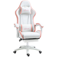 Vinsetto - Chaise de gaming avec repose-pieds et roulettes pivotantes - blanc-Dossier inclinable à 135°