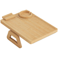 HOMCOM - Plateau de bras de canapé avec support de téléphone rotatif à 360° - bois naturel-Crée instantanément une table d’appoint de 13 po l x 9,1 po P, gardant vos essentiels à portée de main 