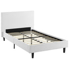 Modway - Anya Tissu Lit simple, Blanc-Cadre de lit à plateforme avec tête de lit