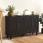 HOMCOM - Buffet de style ferme 47,2 po L avec 4 portes de grange - noir-Restez organisé et sans encombrement grâce à quatre compartiments de rangement 