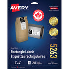 Avery - Étiquettes rectangulaires blaches avec TrueBlock, 2 po x 4 po, Paquet de 250 (5263)-2po x 4po, blanche