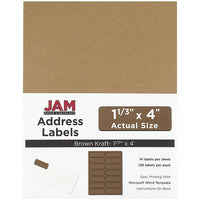 JAM Paper Étiquettes postales, 1 1/3 x 4 po, brun kraft, 252/paquet-Étiquettes postales