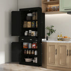 HOMCOM - Armoire de cuisine haute avec tiroir - grain de bois noir-Son grand tiroir et sa conception à 6 niveaux offrent un vaste espace de rangement 