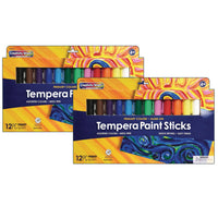 Creativity Street - Bâtons de peinture tempera glissants - 12 couleurs primaires assorties - 5 grammes - 2 paquets de 12-Glide-On Tempera Paint Sticks sont amusants et faciles à utiliser pour créer de belles œuvres d'art