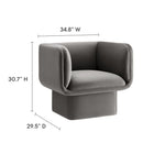 Modway - Tate Performance Velvet Chaise d’accent - Storm Grey-Siège fixe et coussin de dossier