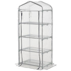 Outsunny - Serre portable 28 po L x 20 po l x 63 po H avec 4 étagères, blanc-Tube en acier de haute qualité et maille PE avec une construction solide, robuste et durable  
