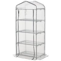 Outsunny - Serre portable 28 po L x 20 po l x 63 po H avec 4 étagères, blanc-Tube en acier de haute qualité et maille PE avec une construction solide, robuste et durable  
