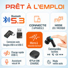 Delton - Écouteurs sans fil T50 avec 4 microphones ENC, connectivité via dongle USB Type-A et Type-C, noir-Faites vos séances de sport ou vos activités en plein air l'esprit tranquille grâce à la conception résistante à la sueur, à l'eau et aux éclaboussures de ces écouteurs Bluetooth supra-auriculaires conçus pour durer.