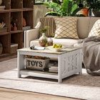 HOMCOM - Table basse style ferme avec étagère de rangement - chêne vieilli et brun-Conception à 2 niveaux offrant un grand espace de rangement pour les livres et les décorations