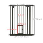 PawHut - Porte pour animaux de compagnie 36" avec porte de passage - Noir-Cadre en acier solide peint avec une surface traitée sans plomb pour plus de sécurité