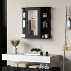 HOMCOM - Armoire à pharmacie murale avec miroir - noir-L’armoire de salle de bain peinte est résistante à l’eau et s’harmonise parfaitement avec presque tous les styles   