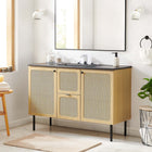 Modway - Chaucer 48" Vanité de salle de bain à un seul lavabo - Noir de chêne-Boutons d’armoire en métal