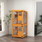 PawHut - Maison pour chat d’extérieur grand catio avec roues boîte de repos - 31,5 po L x 30 po l x 70,75 po H - orange-Toit en asphalte sur le dessus pour résister aux intempéries 