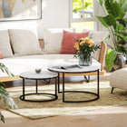 HOMCOM - Tables gigognes rondes 31 po avec plateau effet marbre - blanc - Paquet de 2-Design moderne avec plateau effet marbre qui s'adapte facilement au style de la maison