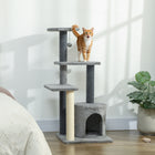 PawHut - Arbre à chat pour adultes à plusieurs niveaux, grande tour à chat grise 41 po H-La maison doublée de peluche offre un endroit chaud et sûr pour les siestes 
