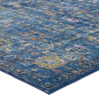 Modway - Minu Treillis floral vieilli Tapis de 5 pi l x 8 pi L - Bleu foncé, jaune et orange-Résistant aux taches / Facile à nettoyer
