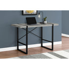 Monarch Specialties - 7661 Bureau 48 po L - Simili-Ciment Gris/Metal Noir-Des pieds en métal robustes au fini noir sont intégrés dans le dessus de bureau pour un effet visuel intéressant