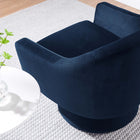 Modway - Astral Performance Velvet Tissu et bois Chaise pivotante - Bleu Minuit-Base pivotante à 360º