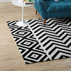 Modway - Ailani Chevron géométrique / losange Tapis de comédie 8 pi l x 10 pi L - Noir et blanc-Protéger les planchers de la circulation ou des meubles