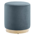 Modway - Tilden Velours rond de performance de 16" Rembourré Ottoman - Cadet Blue Natural-Revêtement en velours de performance
