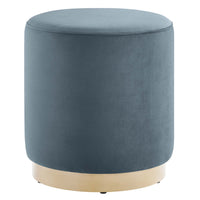 Modway - Tilden Velours rond de performance de 16" Rembourré Ottoman - Cadet Blue Natural-Revêtement en velours de performance