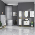 Kleankin - Armoire à linge de salle de bain étroite avec étagère réglable et deux portes - blanc-Conception anti-basculement et patins antidérapants pour plus de sécurité et de stabilité 