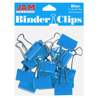 JAM Paper - Pinces à reliure colourées - taille moyenne - 32 mm (1 1/4 po) - pinces bleues - paquet de 15-Couleur : Bleu | Fabriqué en acier trempé pour une tenue extra forte