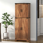 HOMCOM - Armoire de cuisine 64 po avec étagères ajustables - brun-Les portes avec poignées noires ajoutent une touche moderne à la décoration 
