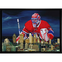 Carey Price Canadiens Skyline - Toile encadree - 31" x 22"-Impression sur toile de qualité supérieure avec bordures enveloppées