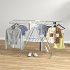 HOMCOM - Séchoir à linge pliable à 2 niveaux réglable - argenté-Trois zones supplémentaires offrent un espace généreux pour les vêtements et les serviettes 