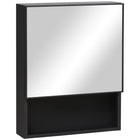 Kleankin - Armoire de salle de bain murale avec miroir et étagères de rangement - noir-À utiliser comme armoire de toilette, de beauté ou à pharmacie dans votre salle de bain 