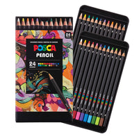 Uni - Crayons de couleur POSCA mine souple - 4,0 mm - couleurs assorties - Paquet de 24-Couleurs éclatantes et vibrantes – Les mines hautement pigmentées offrent des teintes riches et intenses qui font ressortir vos créations avec une vivacité remarquable