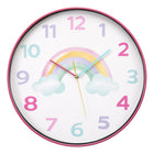 Monarch Specialties - 9103 Horloge Murale Juvénile Rond de 18" - Visage Multicolore/Cadre Rose-Cette horloge murale analogique ronde de 45 cm est dotée d'un joli cadran multicolore et d'un élégant cadre rose, ce qui en fait un élément remarquable dans n'importe quelle chambre d'enfant