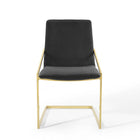 Modway - Pitch Performance Velvet Fauteuil à manger Ensemble de 2 - Or Noir-Capacité de poids de la chaise : 330 lb.