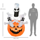 HOMCOM - 1 - 8 m Gonflable Halloween Citrouille Fantômes pour jardin-Comprend quatre piquets au sol et deux cordons de serrage pour aider à le maintenir ancré les nuits venteuses  