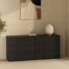 Manhattan Comfort - Clive 72" Commode double à 6 tiroirs style mid-century modern - Noir et Or-Six tiroirs spacieux offrent un généreux espace de rangement pour les vêtements, le linge de maison et les essentiels du quotidien