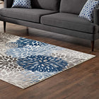 Modway - Calithea Vintage classique abstrait floral Tapis de 5 pi l x 8 pi L - Bleu, brun et beige-Dessous en caoutchouc de prise